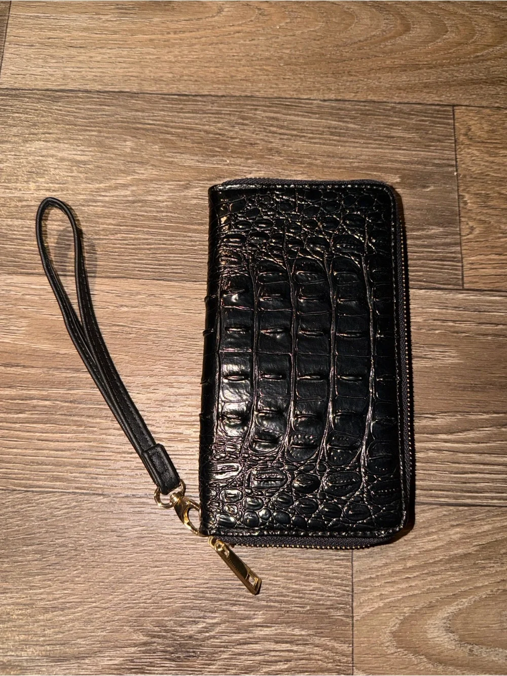Faux Crocodile Black Wallet / Clutch